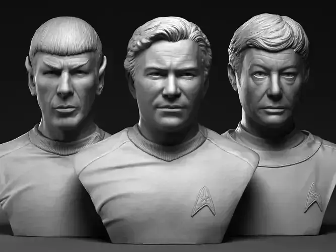 Kirk Spock and McCoy 3d printable bust collection  