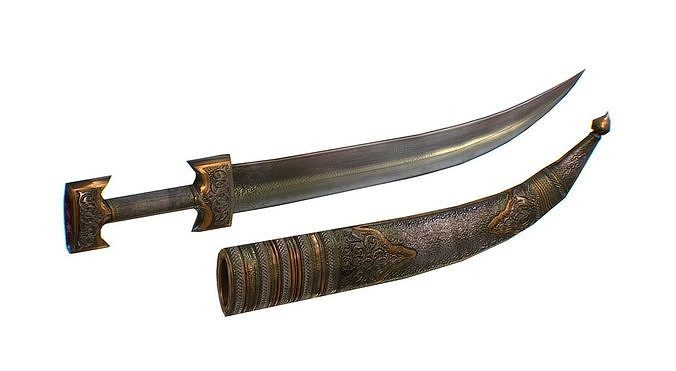 Persian Dagger Fighting Knife Af 3D Model Low-poly 3D model