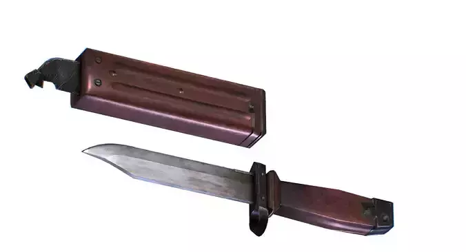 Bayonet Knife with Scabbard UTD Training RK  Low-poly 3D model