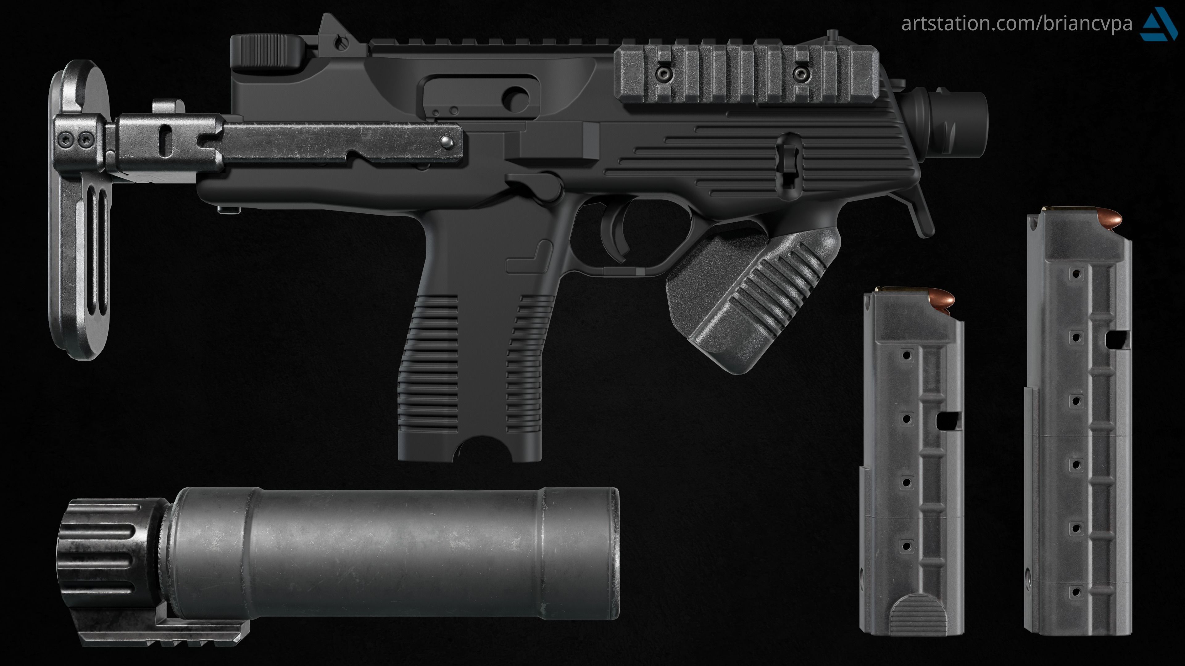 3D model Brugger and Thomet MP9 Expansion Pack VR / AR / low-poly ...