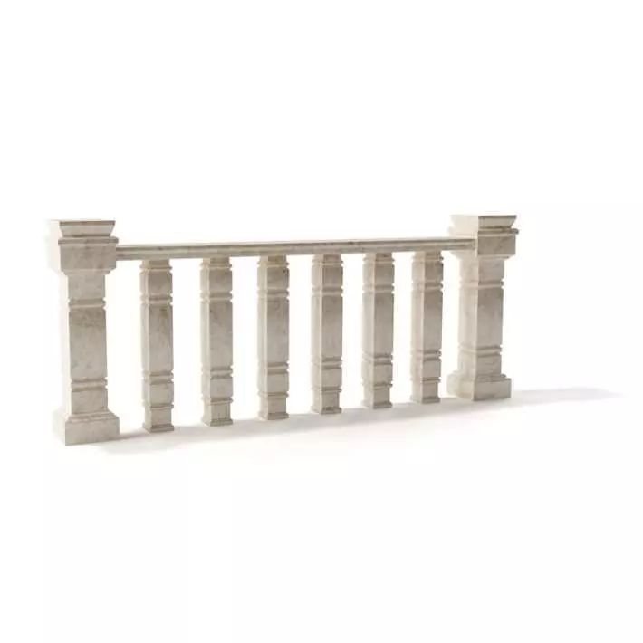 Weathered White Railing 3D model_0