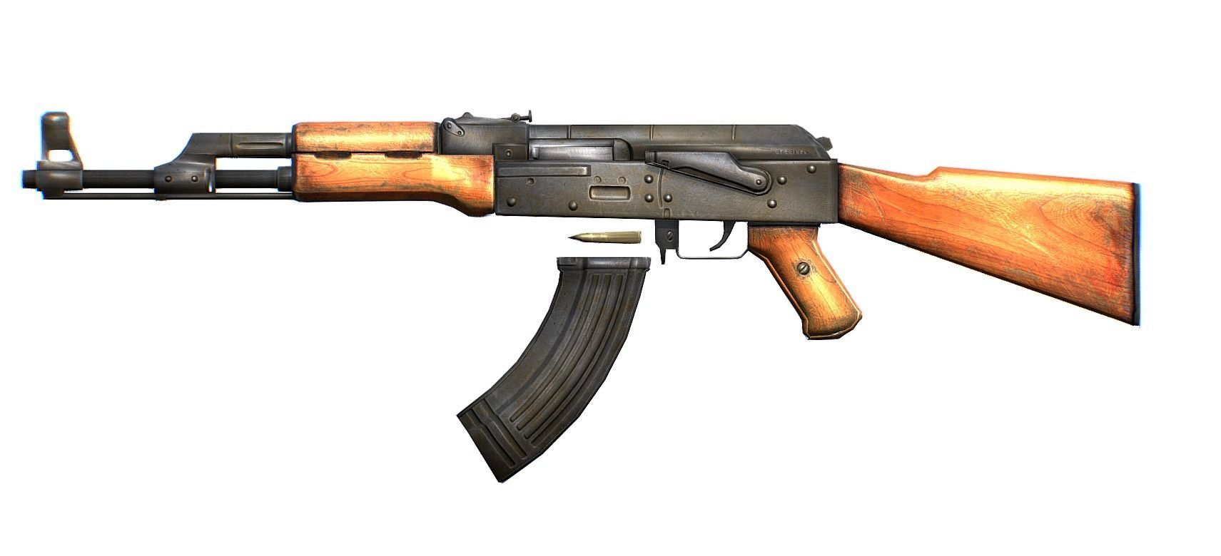 Kalashnikov Automatic Rifle AK 47 Low-poly 3D model_1