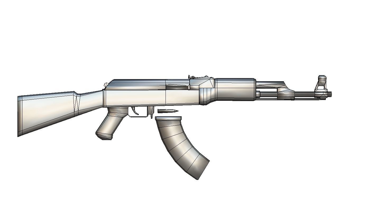 Kalashnikov Automatic Rifle AK 47 Low-poly 3D model_2