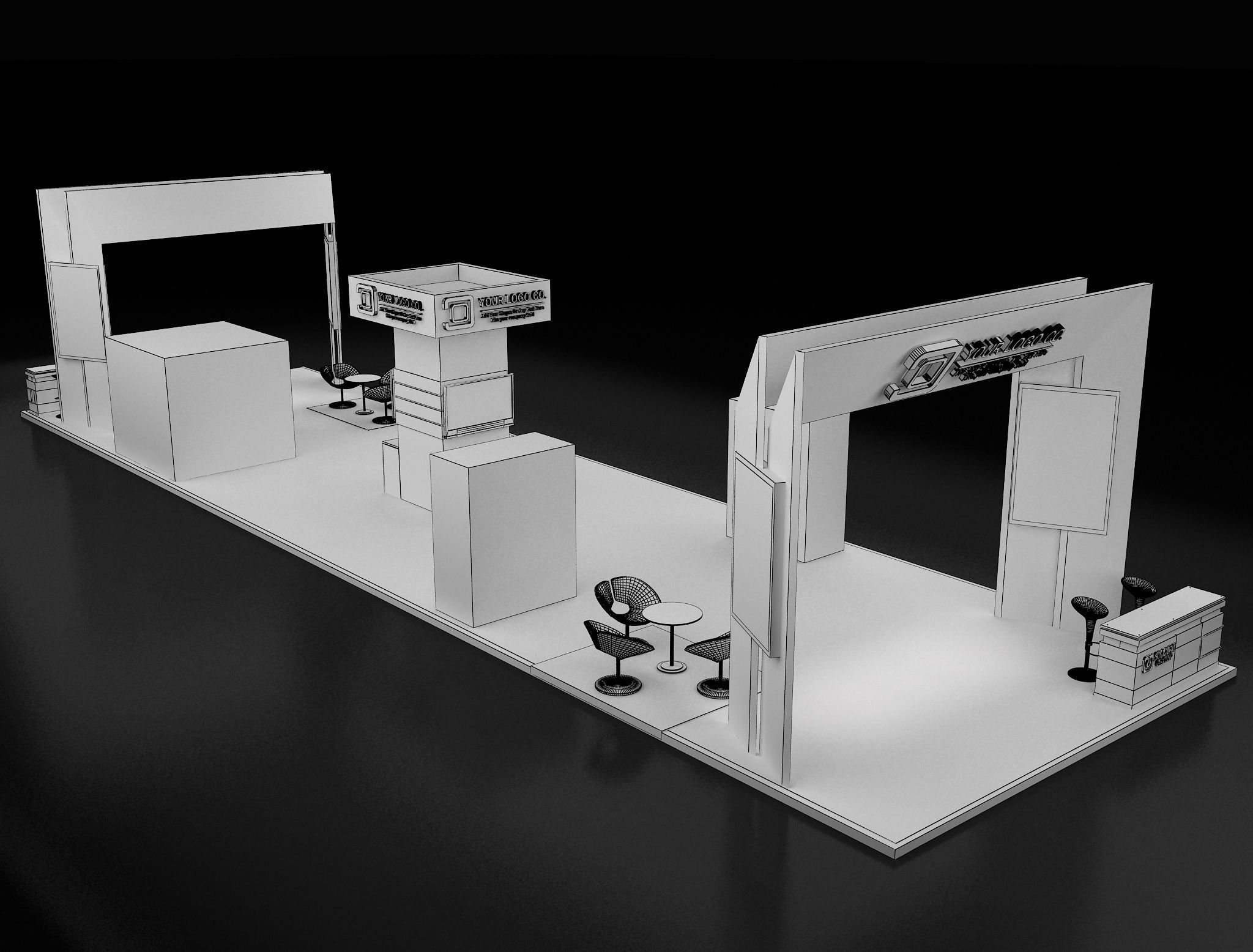 Booth Exhibition Stand a621b 3D model_11