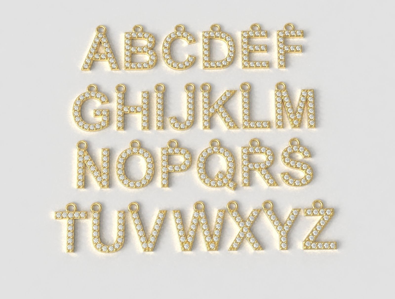 Diamond Alphabet Pendants - 10mm 3D print model_2