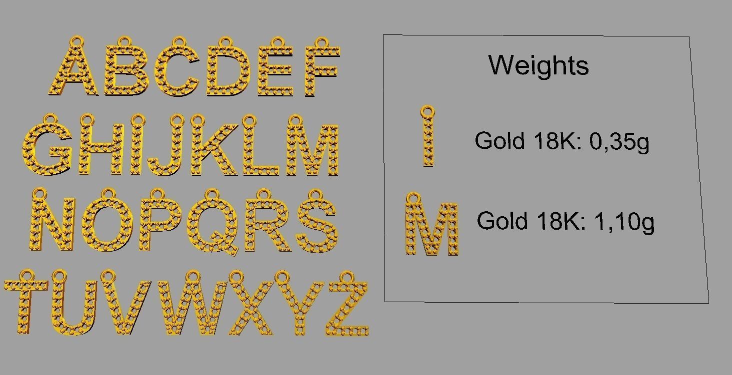 Diamond Alphabet Pendants - 10mm 3D print model_6