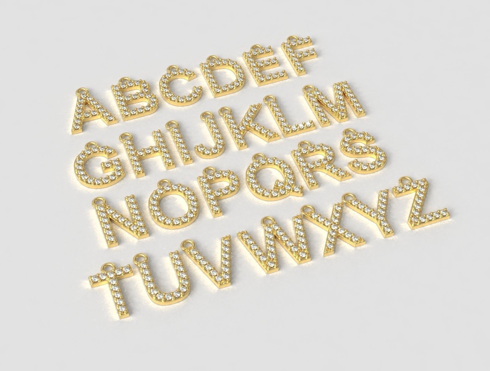 Diamond Alphabet Pendants - 10mm 3D print model_1