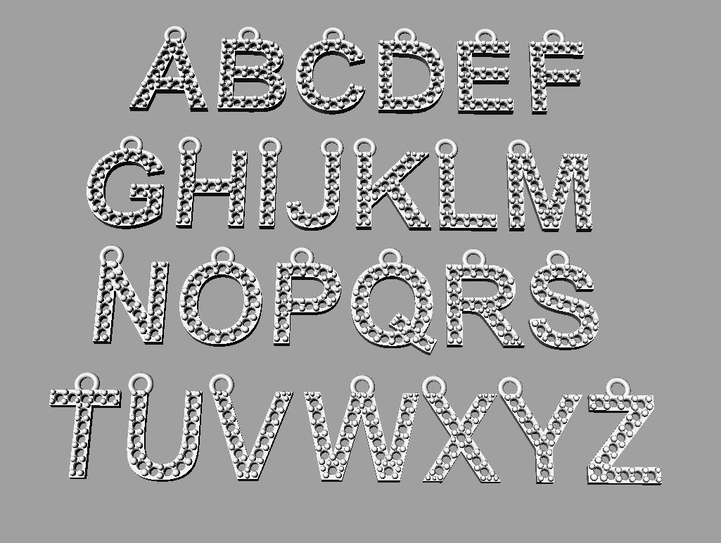 Diamond Alphabet Pendants - 10mm 3D print model_9