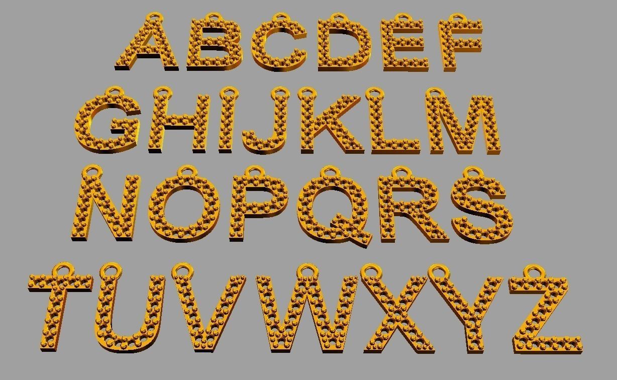 Diamond Alphabet Pendants - 10mm 3D print model_7