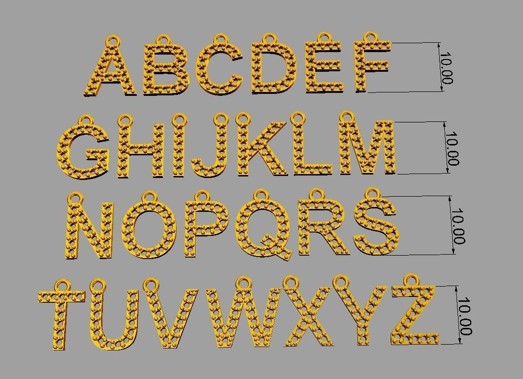 Diamond Alphabet Pendants - 10mm 3D print model_4