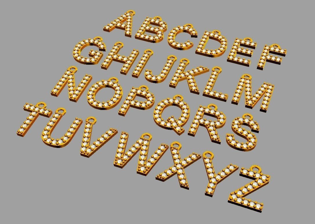 Diamond Alphabet Pendants - 10mm 3D print model_8