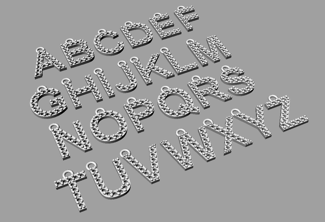 Diamond Alphabet Pendants - 10mm 3D print model_10