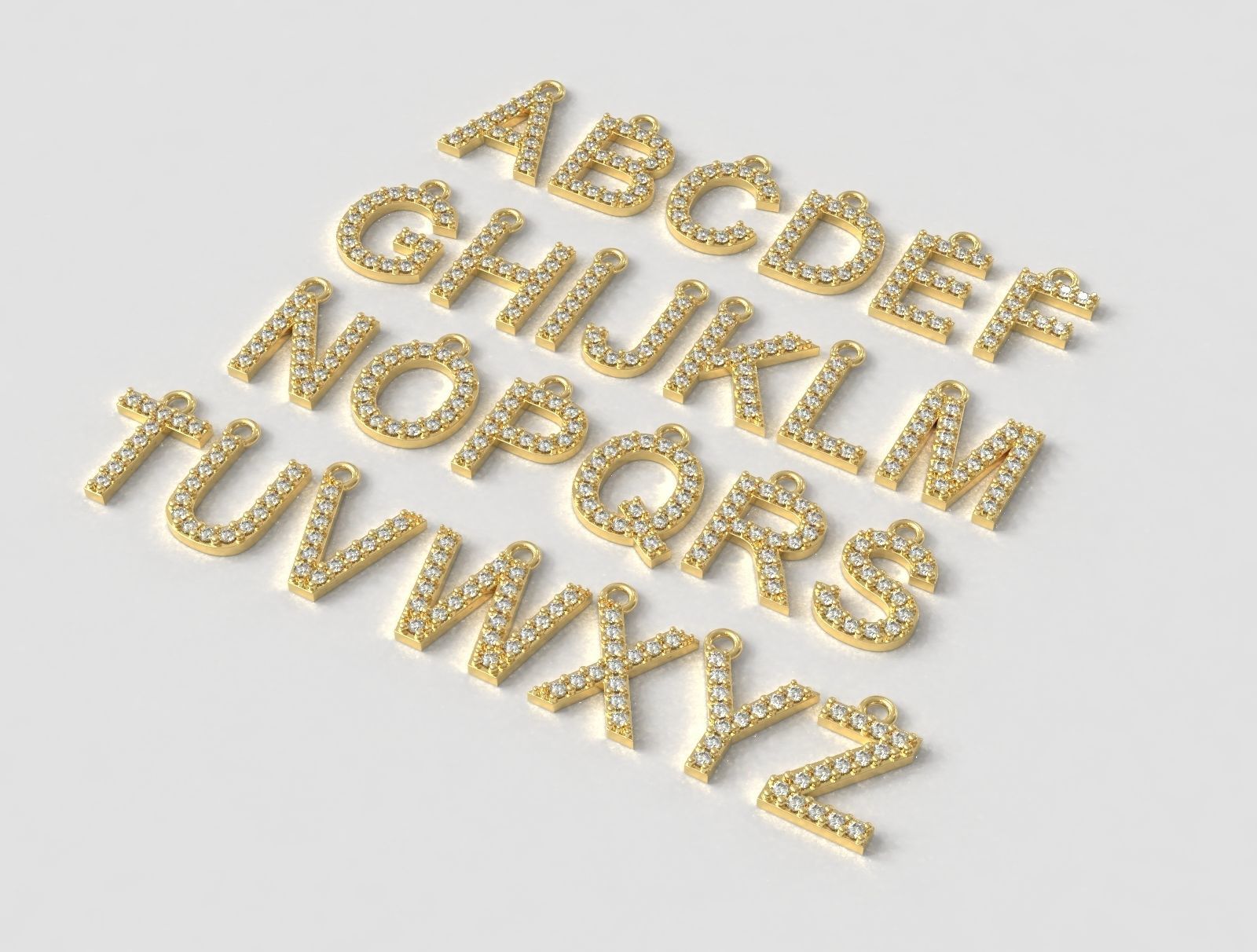 Diamond Alphabet Pendants - 10mm 3D print model_3