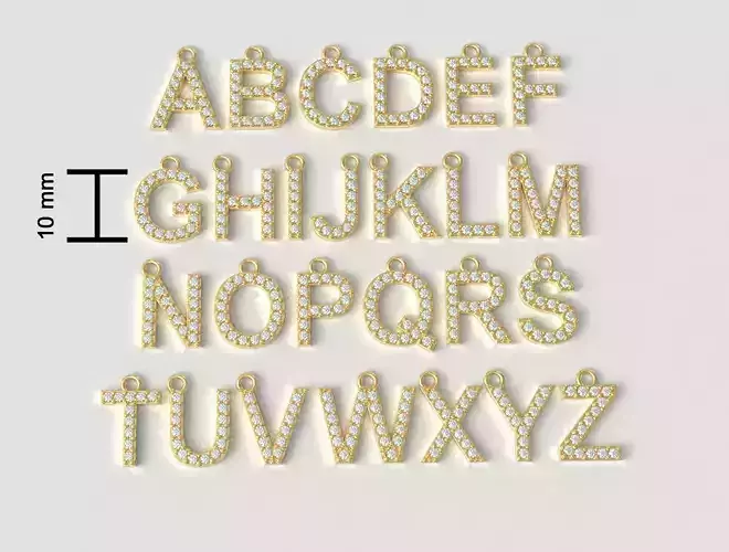 Diamond Alphabet Pendants - 10mm 3D print model