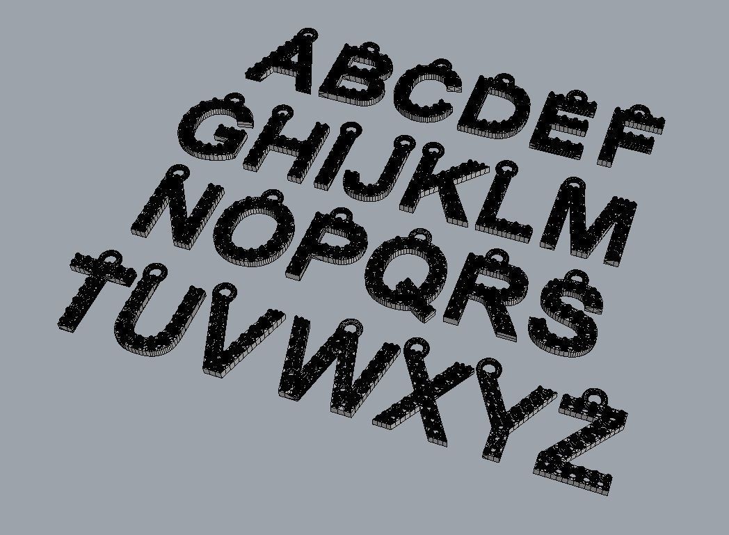 Diamond Alphabet Pendants - 10mm 3D print model_12
