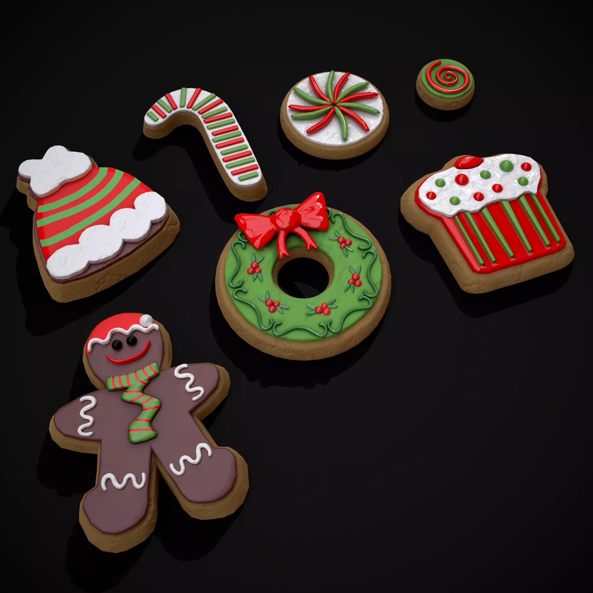Festive Christmas Cookies Low-poly 3D model_0