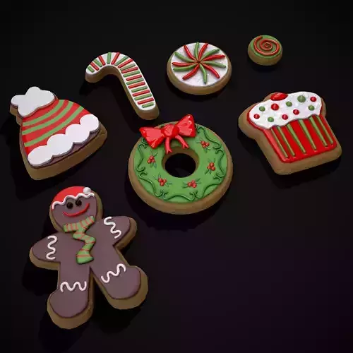 Festive Christmas Cookies Low-poly 3D model