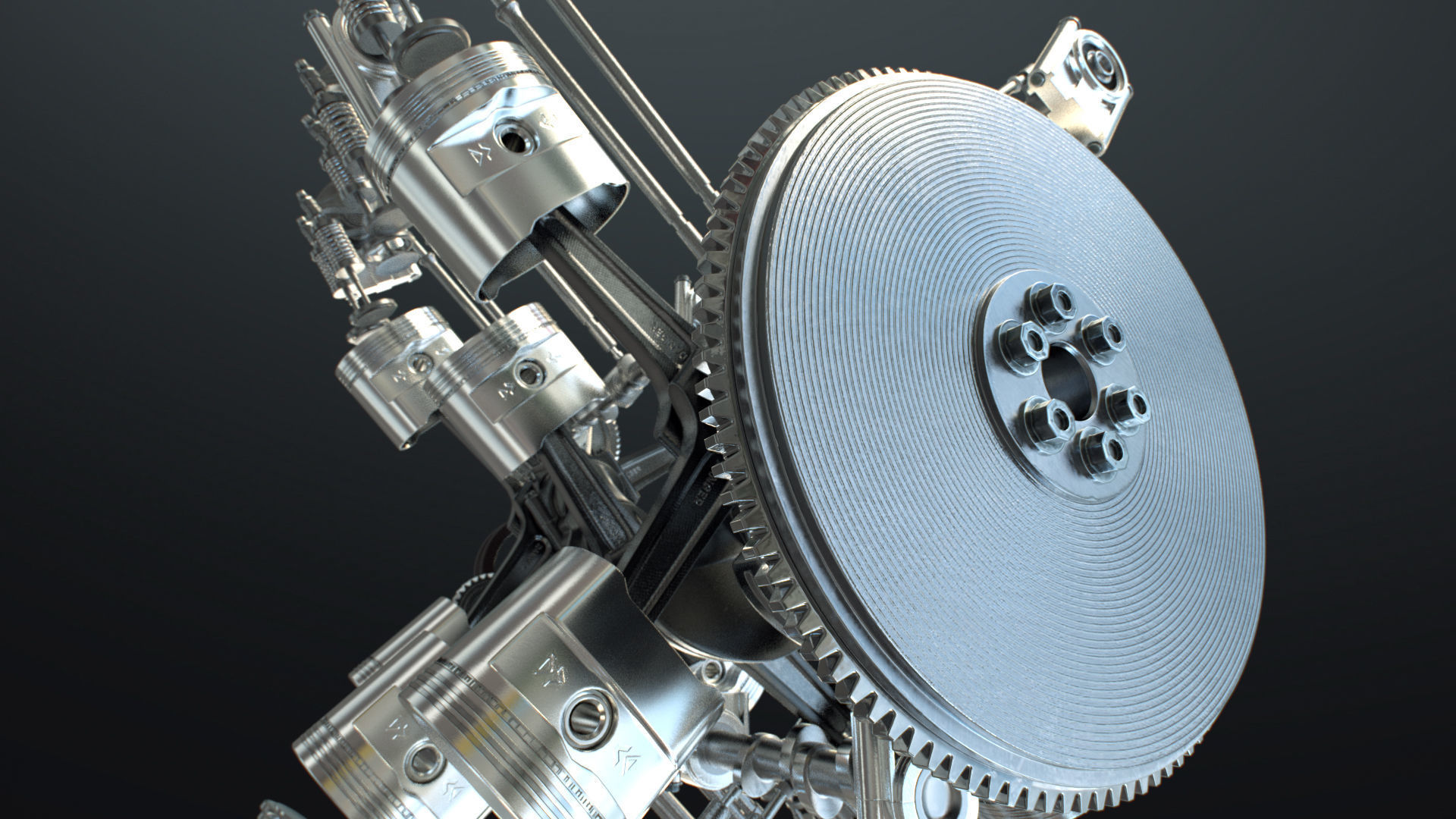 X12 Engine Working Animated 3D model_32