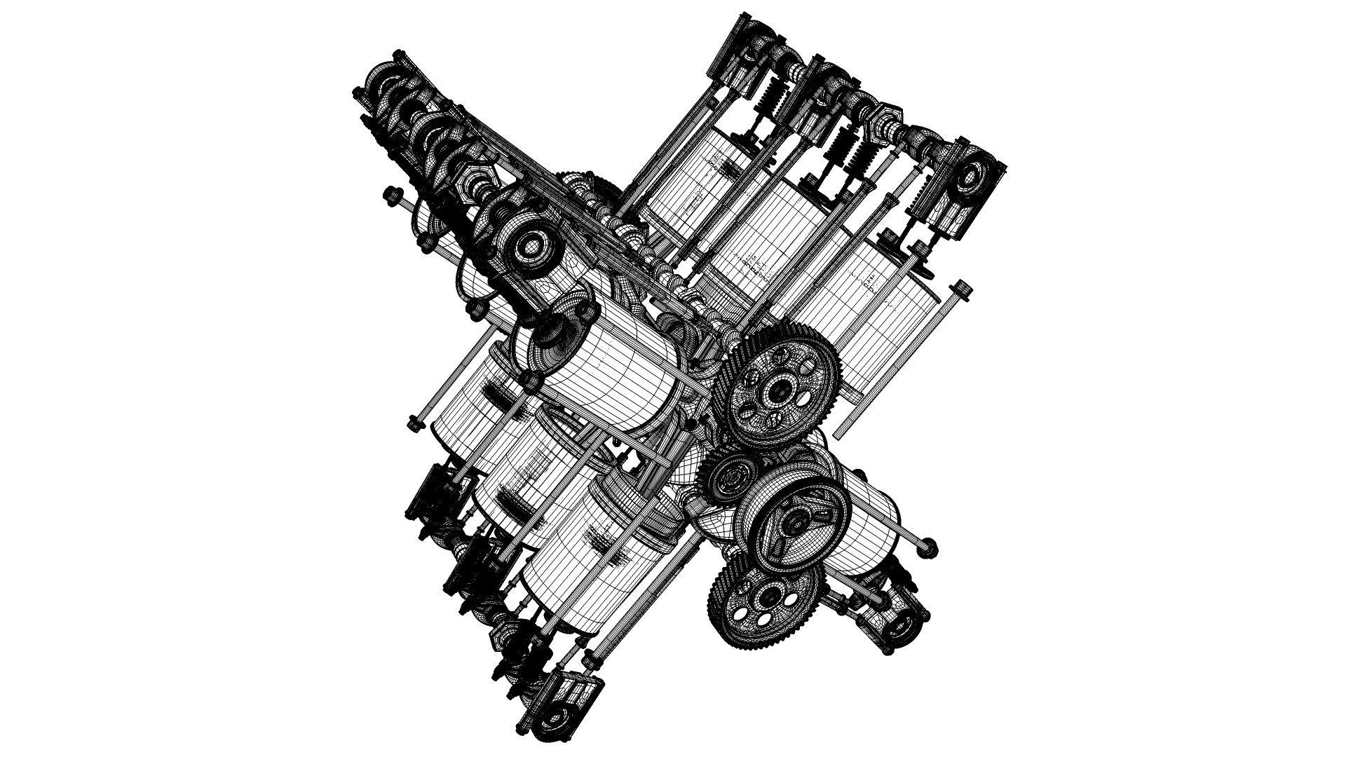 X12 Engine Working Animated 3D model_41