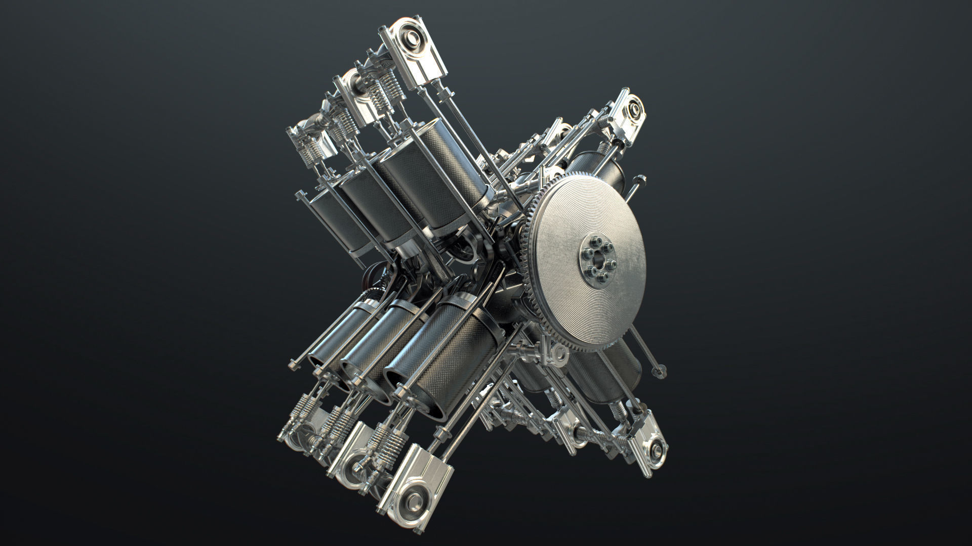 X12 Engine Working Animated 3D model_12