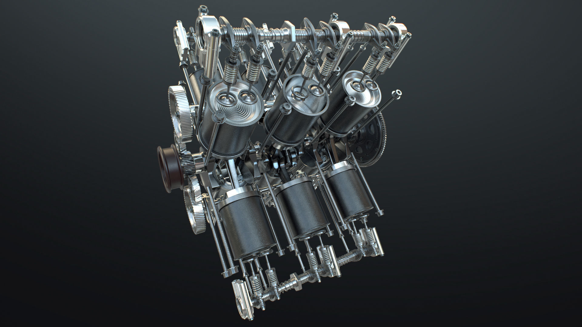 X12 Engine Working Animated 3D model_15