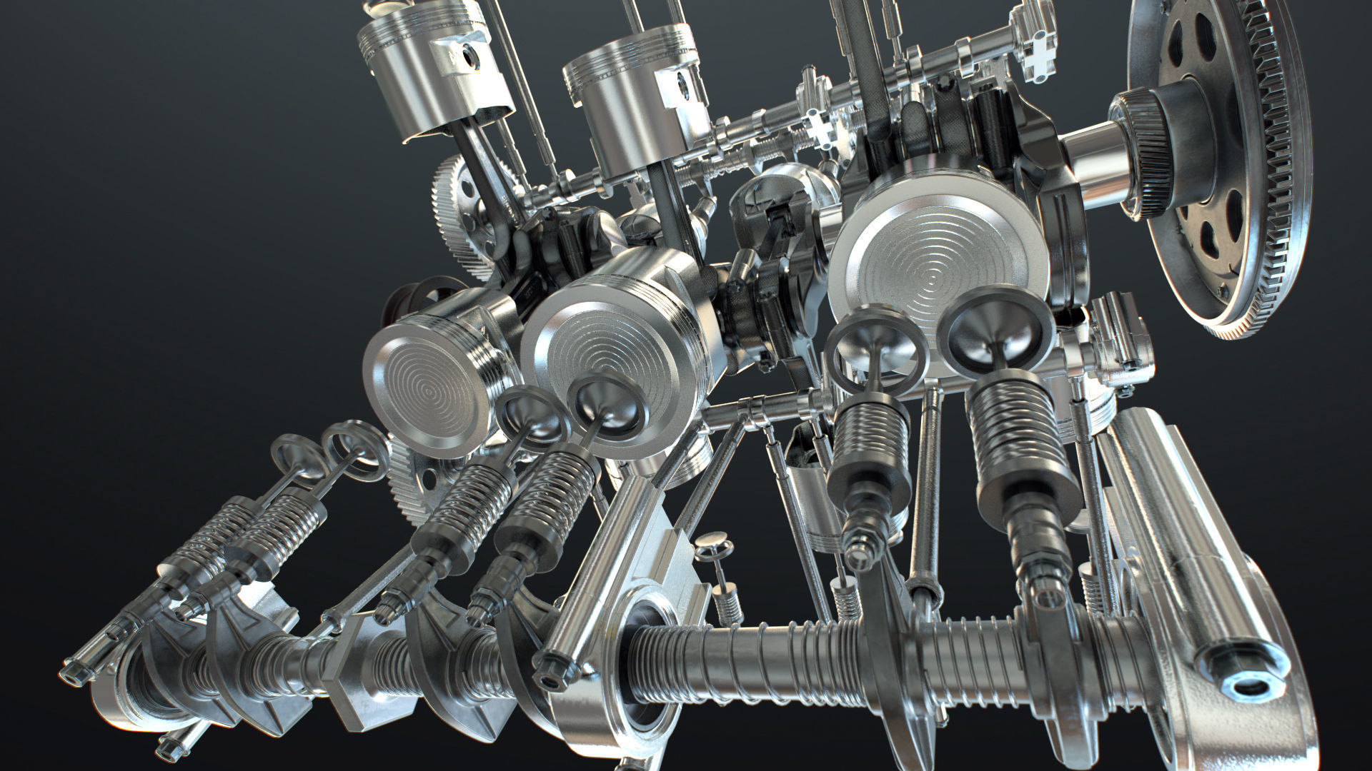 X12 Engine Working Animated 3D model_21
