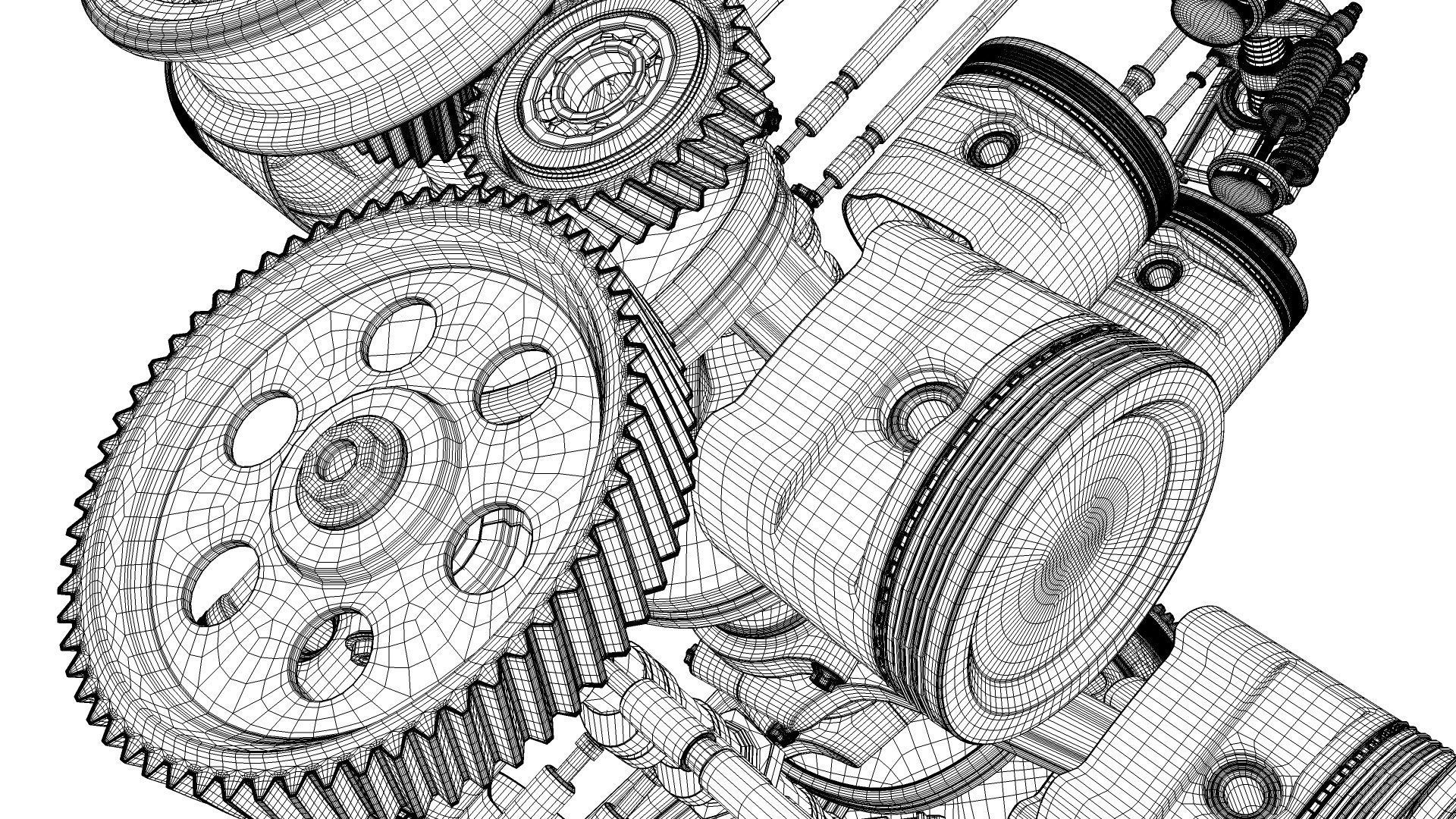 X12 Engine Working Animated 3D model_43