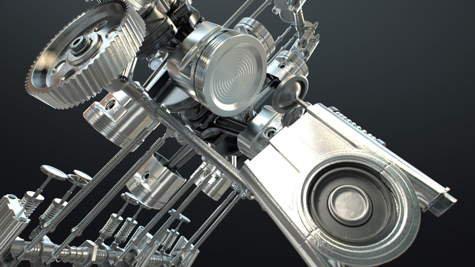 X12 Engine Working Animated 3D model_34
