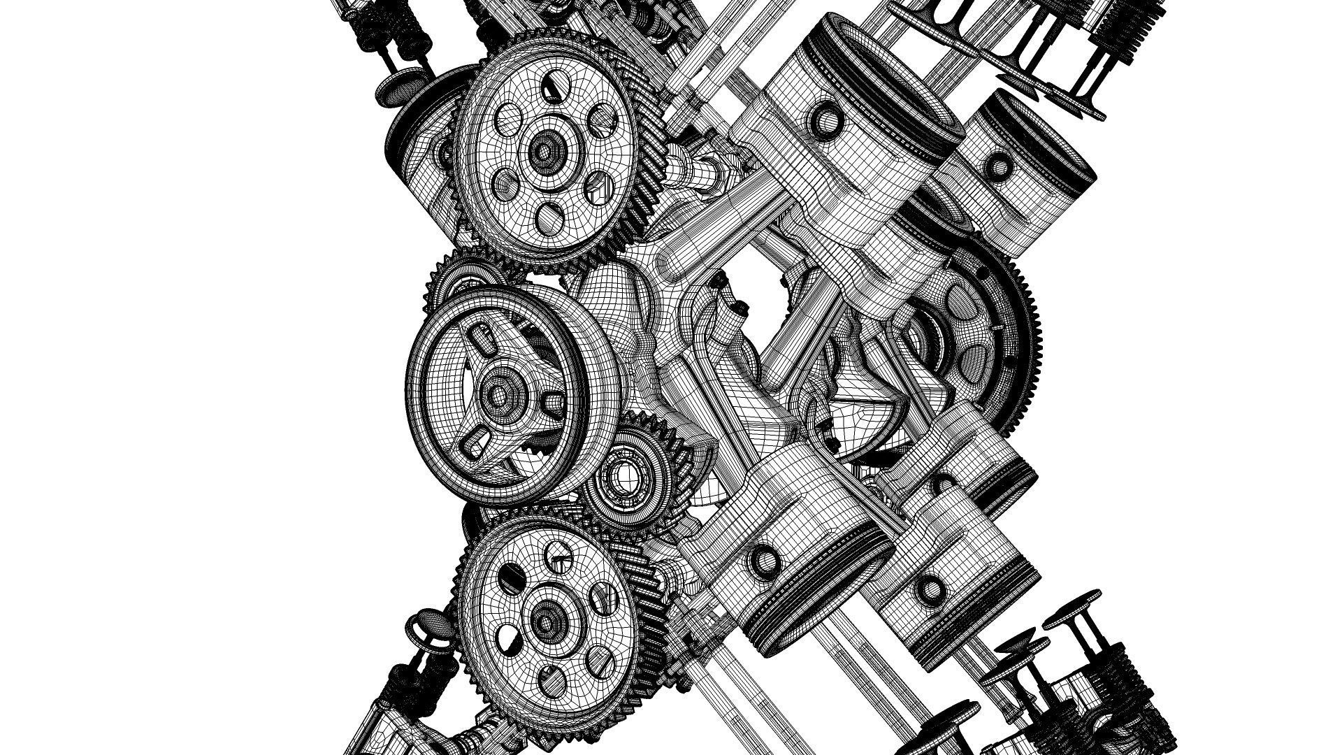 X12 Engine Working Animated 3D model_40