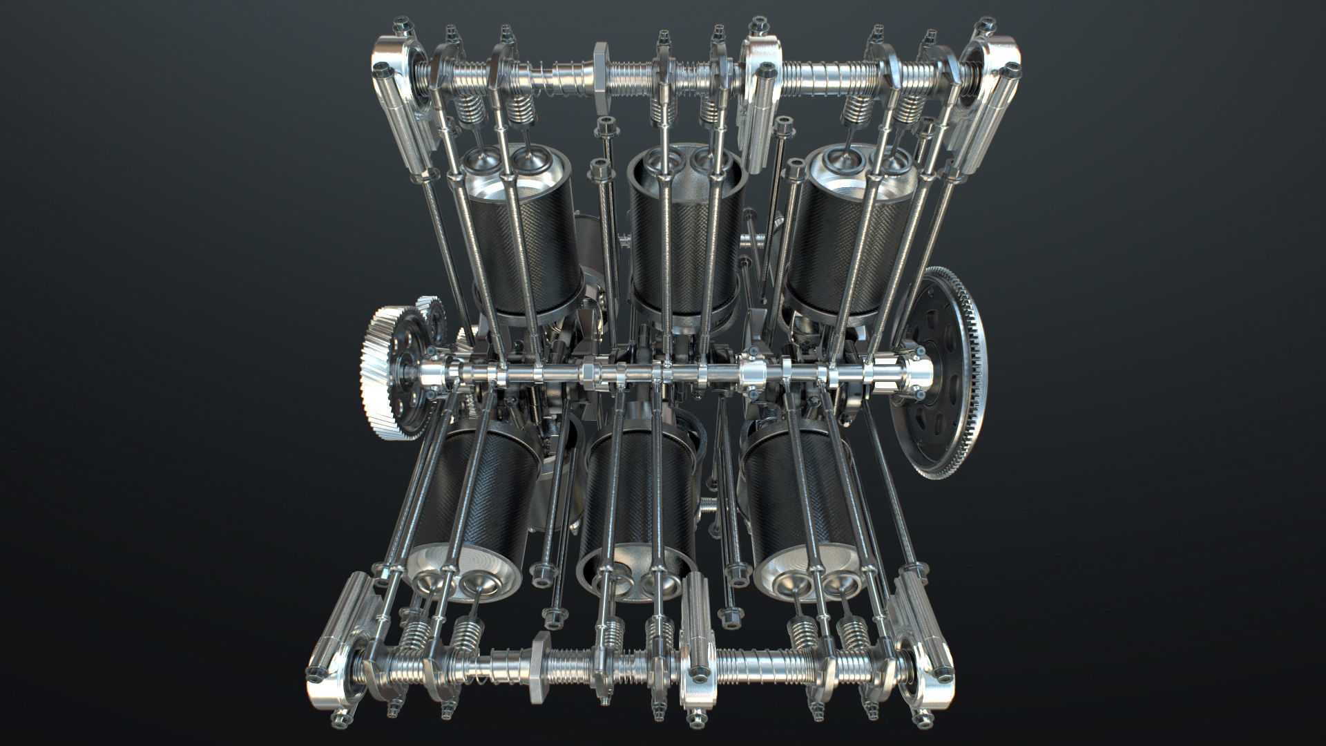 X12 Engine Working Animated 3D model_14