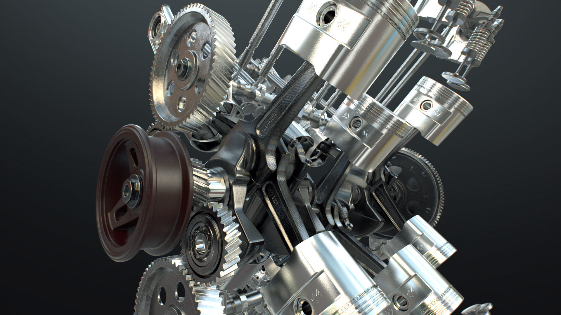 X12 Engine Working Animated 3D model_33