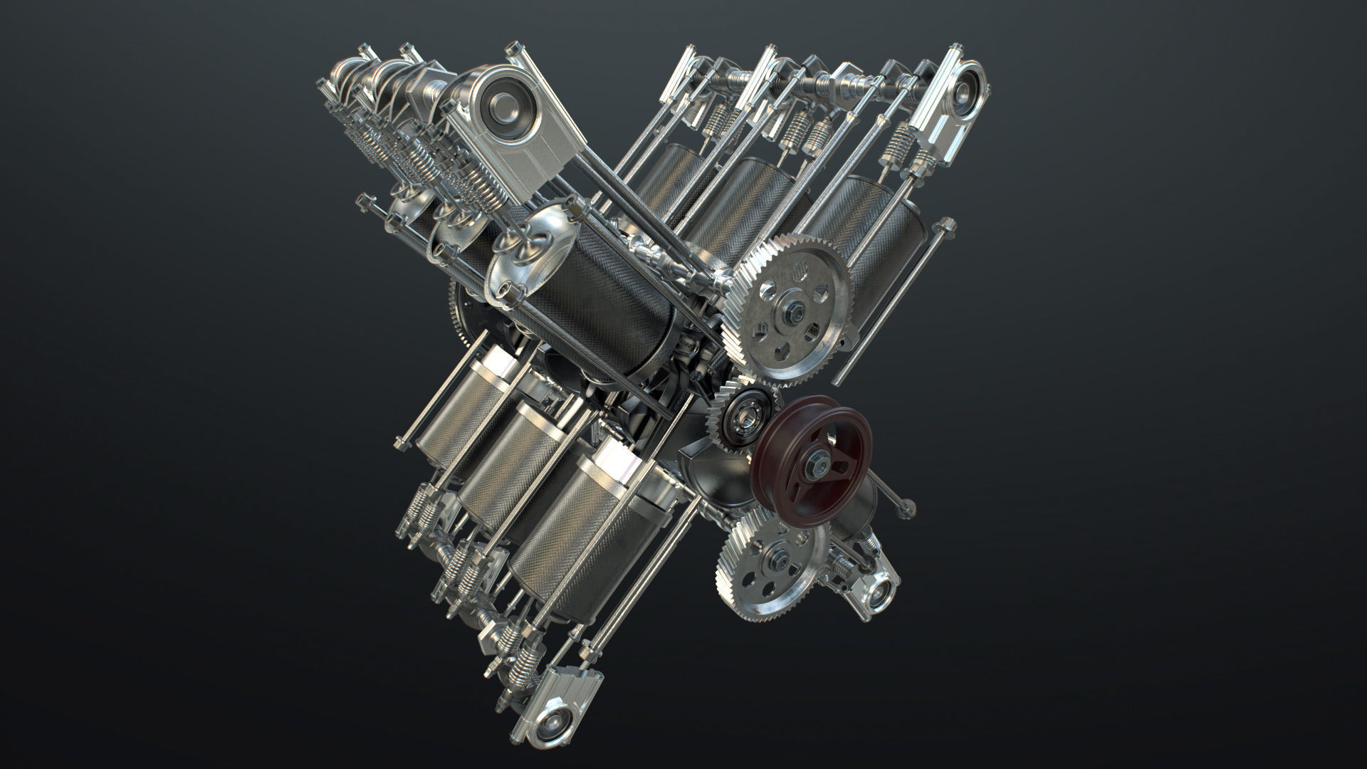 X12 Engine Working Animated 3D model_9