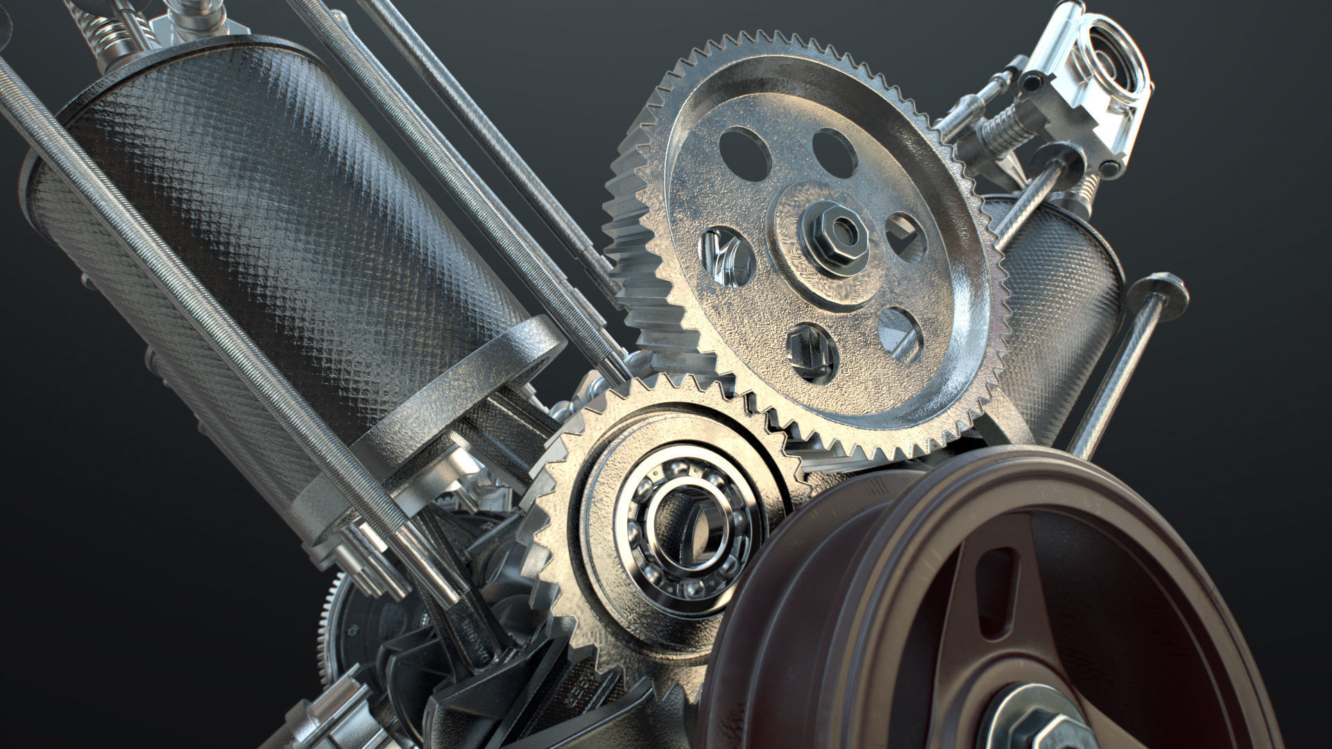 X12 Engine Working Animated 3D model_31