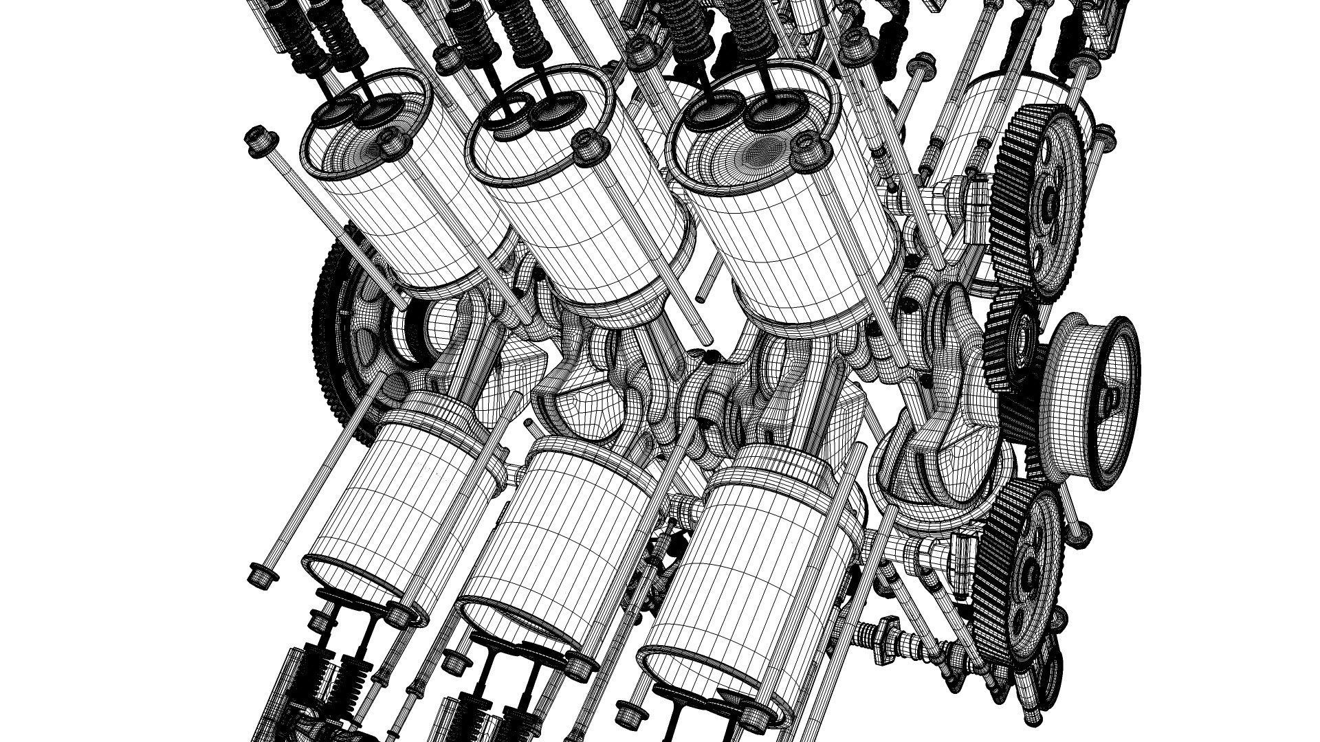 X12 Engine Working Animated 3D model_37