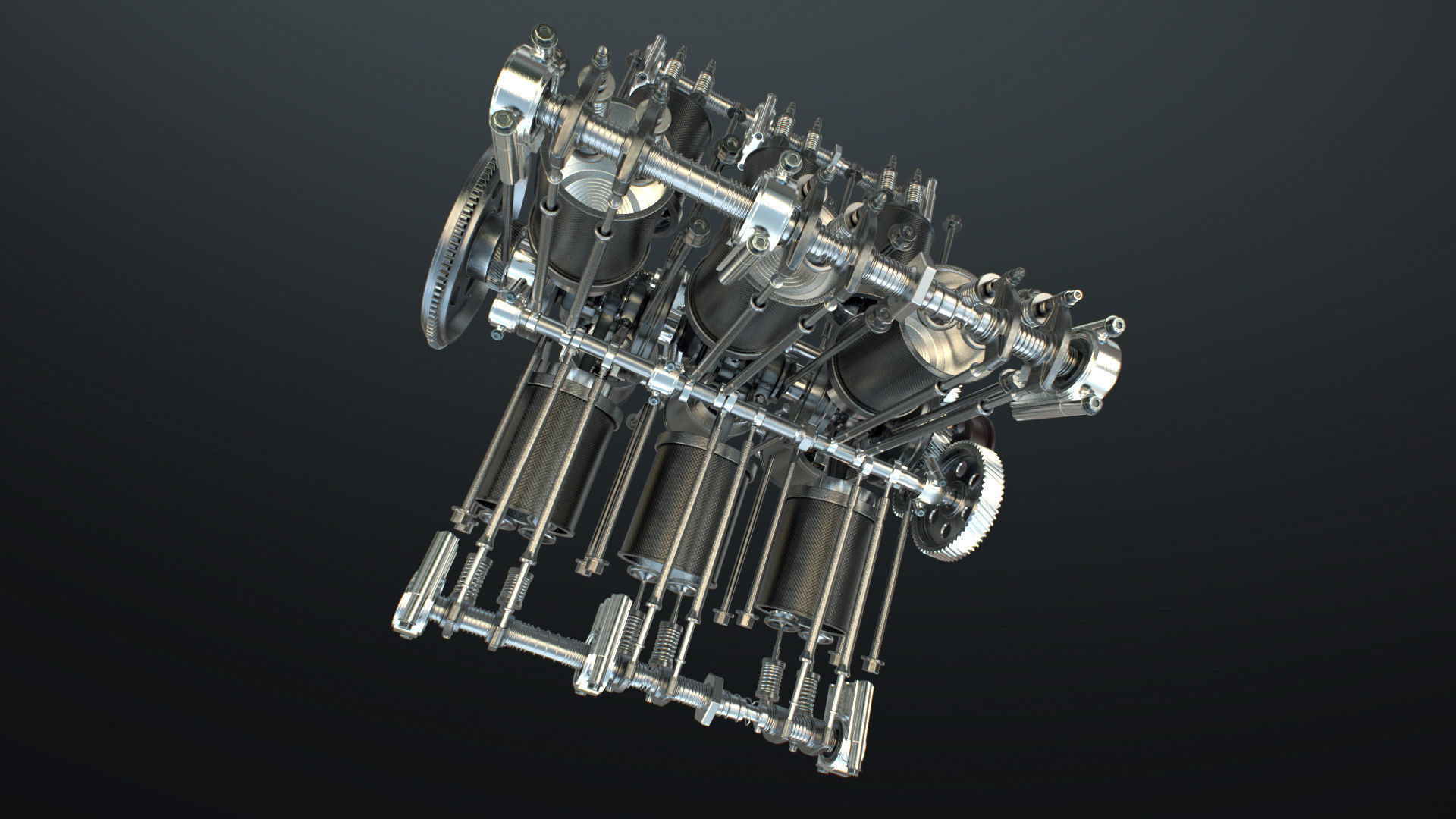 X12 Engine Working Animated 3D model_19