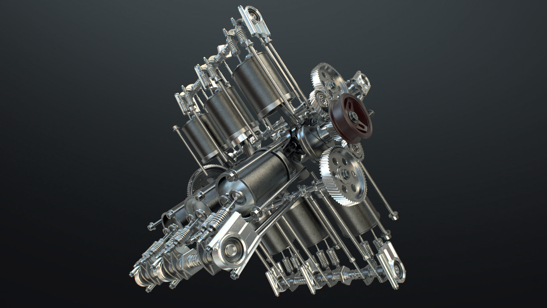 X12 Engine Working Animated 3D model_16