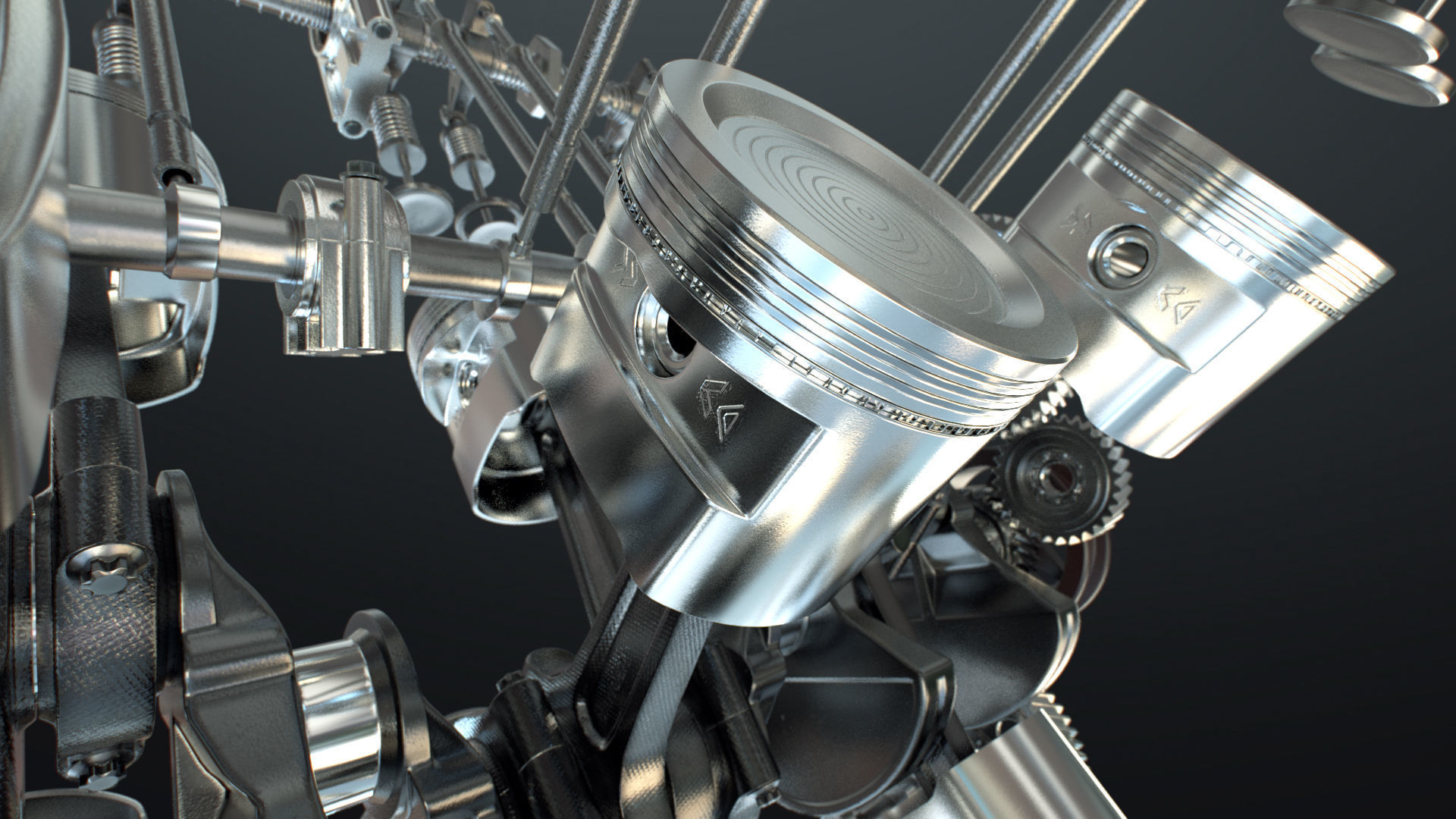 X12 Engine Working Animated 3D model_25