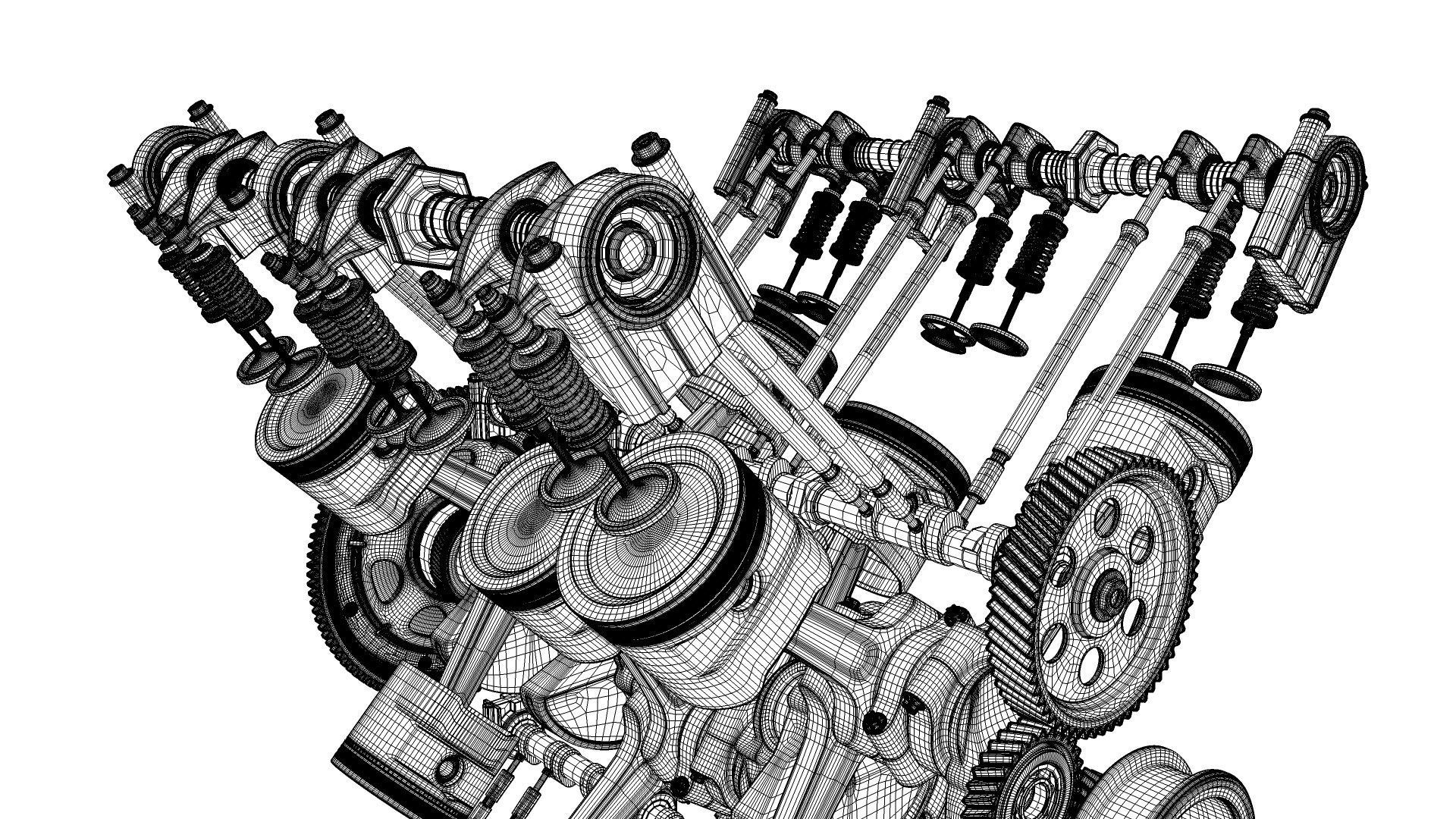 X12 Engine Working Animated 3D model_42