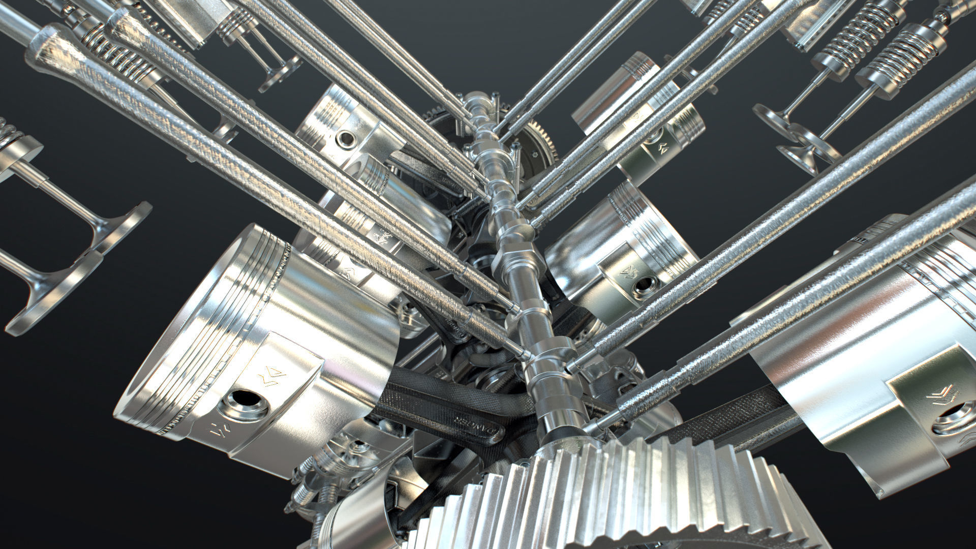 X12 Engine Working Animated 3D model_29