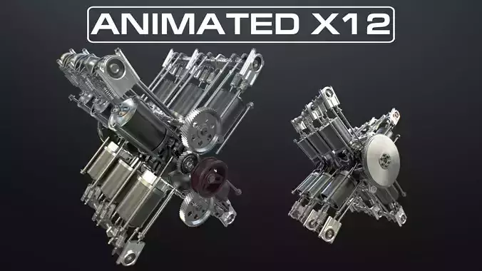 X12 Engine Working Animated 3D model