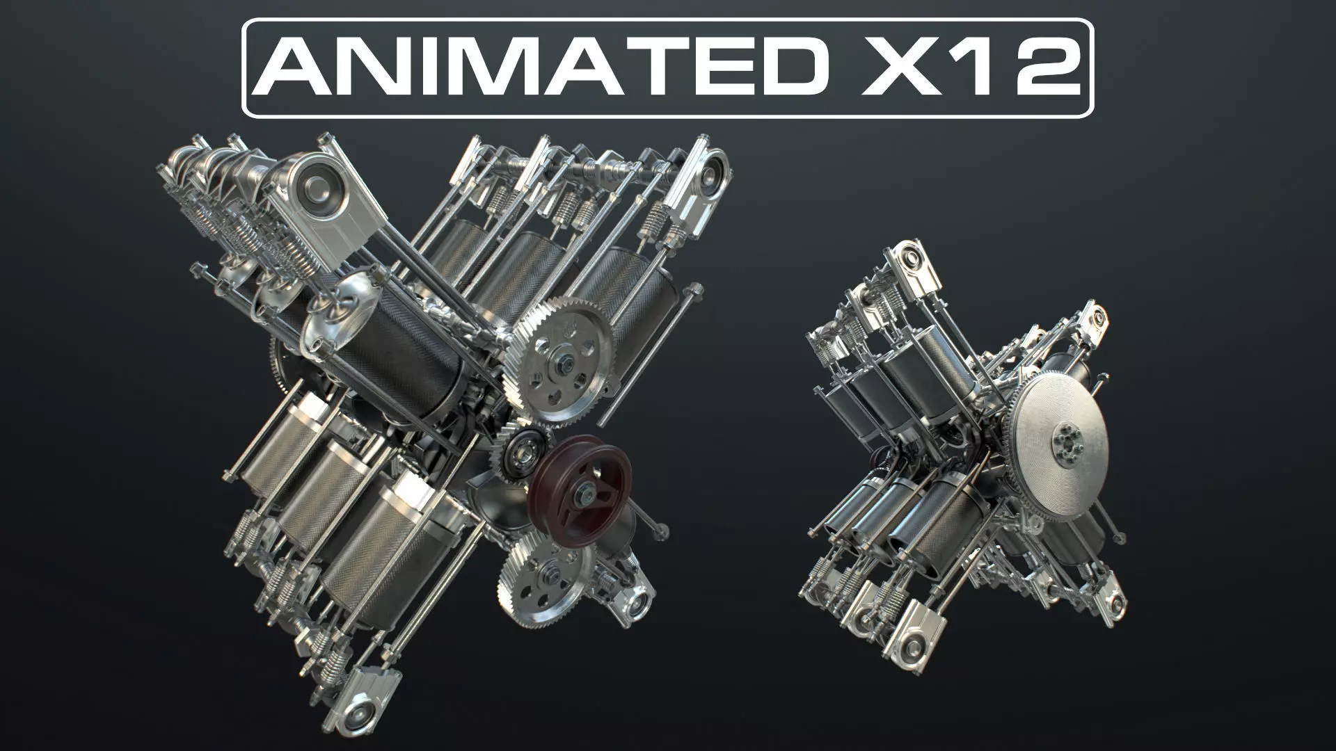 X12 Engine Working Animated 3D model_0