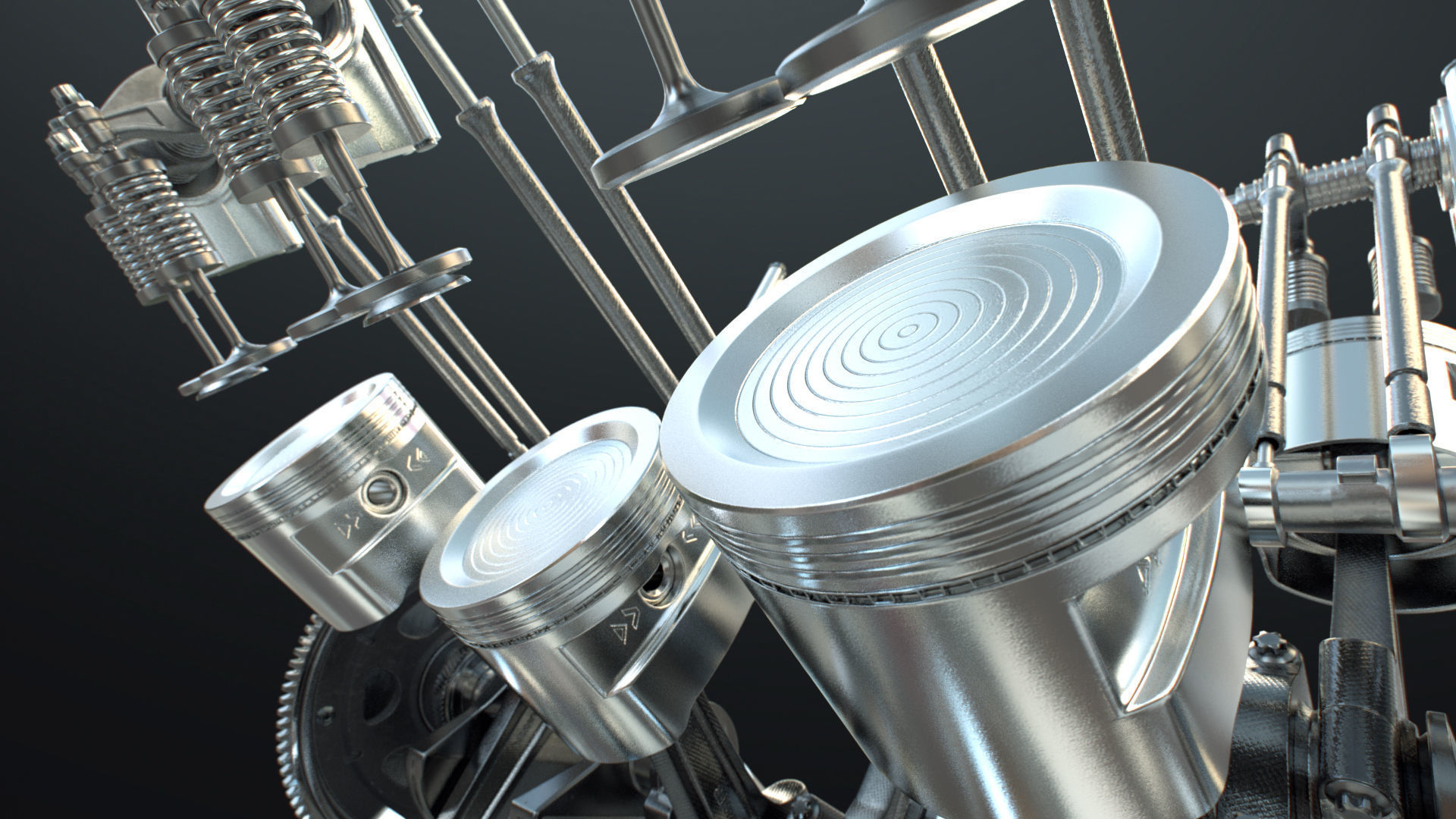 X12 Engine Working Animated 3D model_28