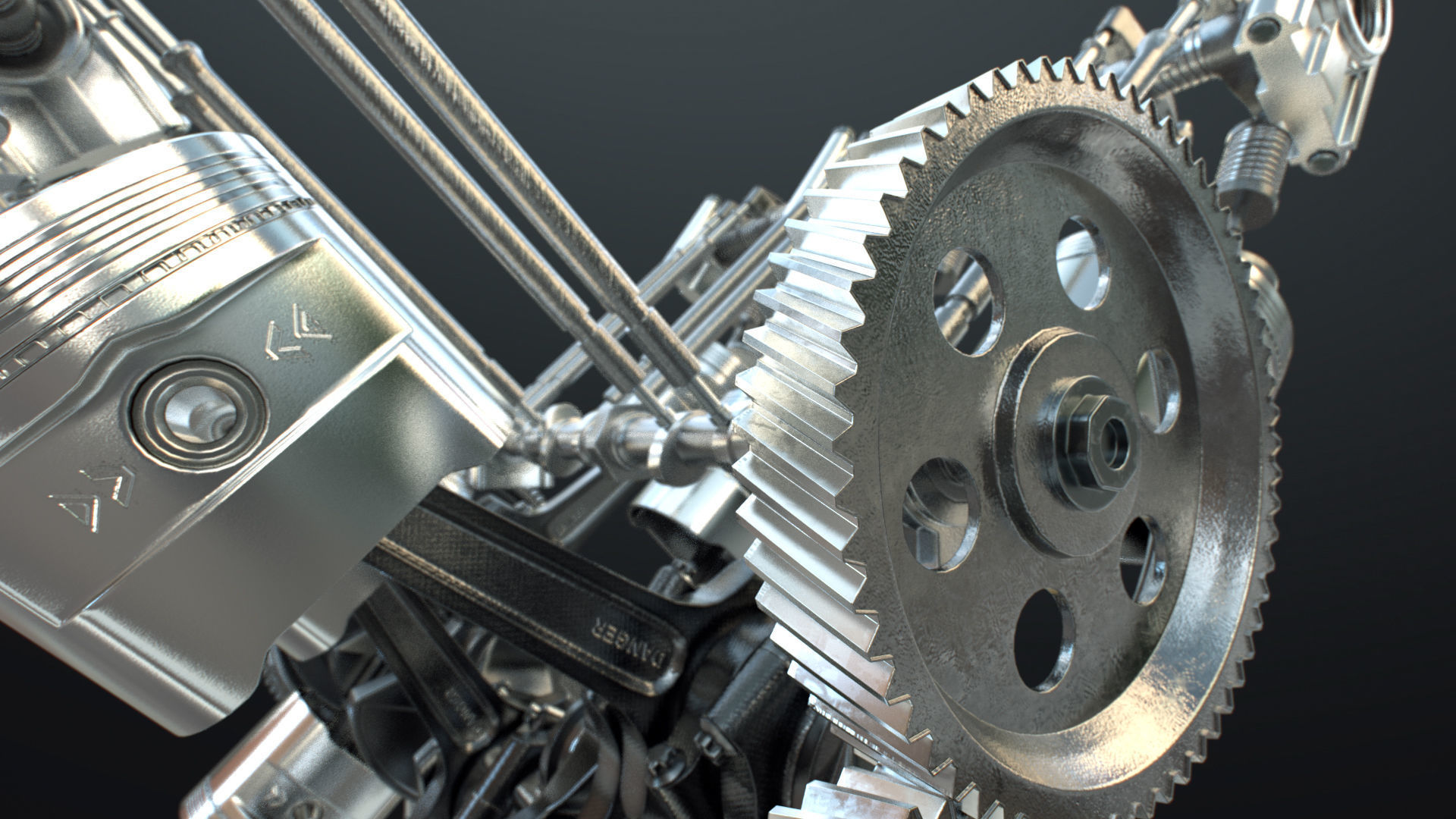 X12 Engine Working Animated 3D model_27