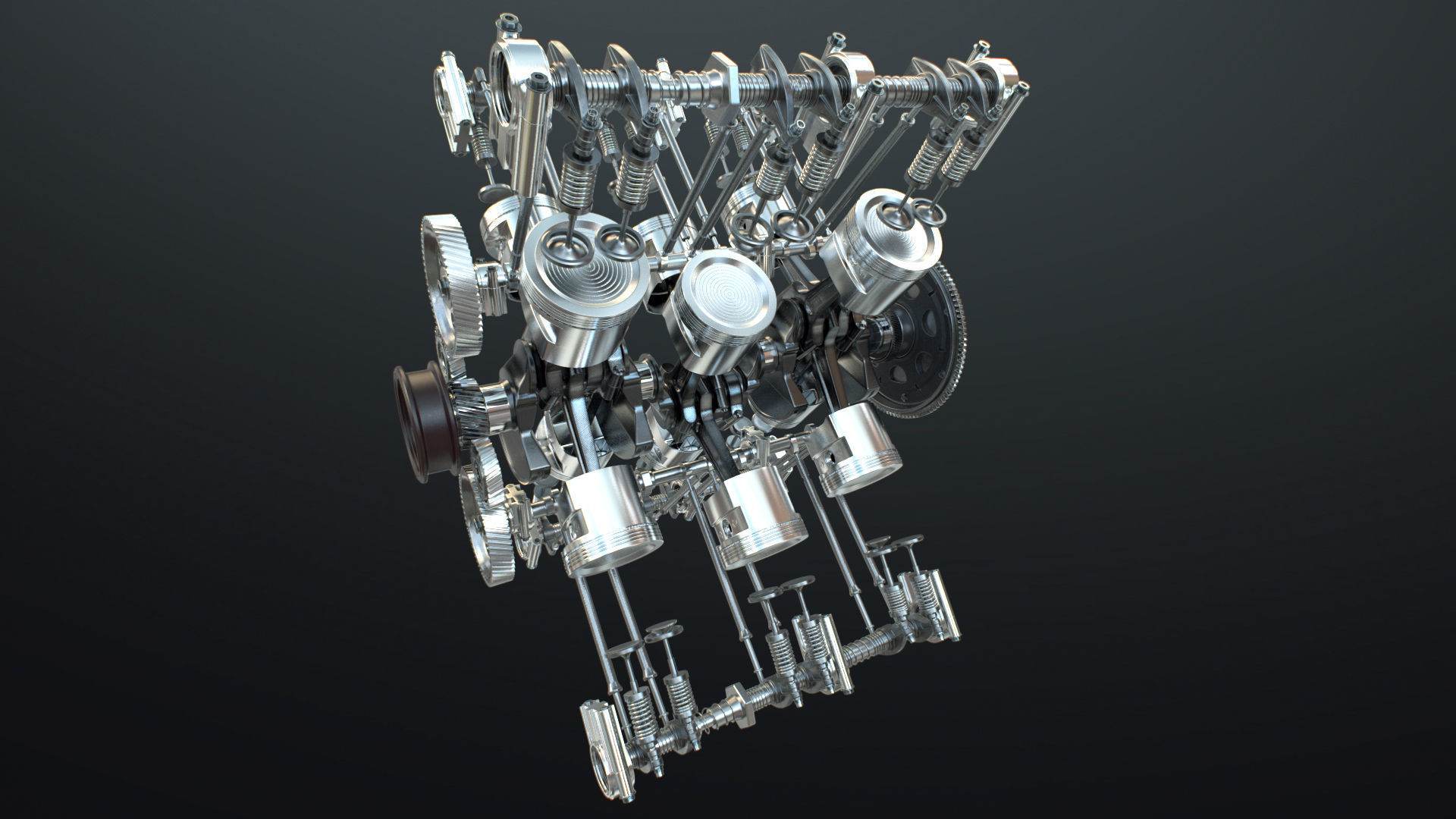 X12 Engine Working Animated 3D model_11