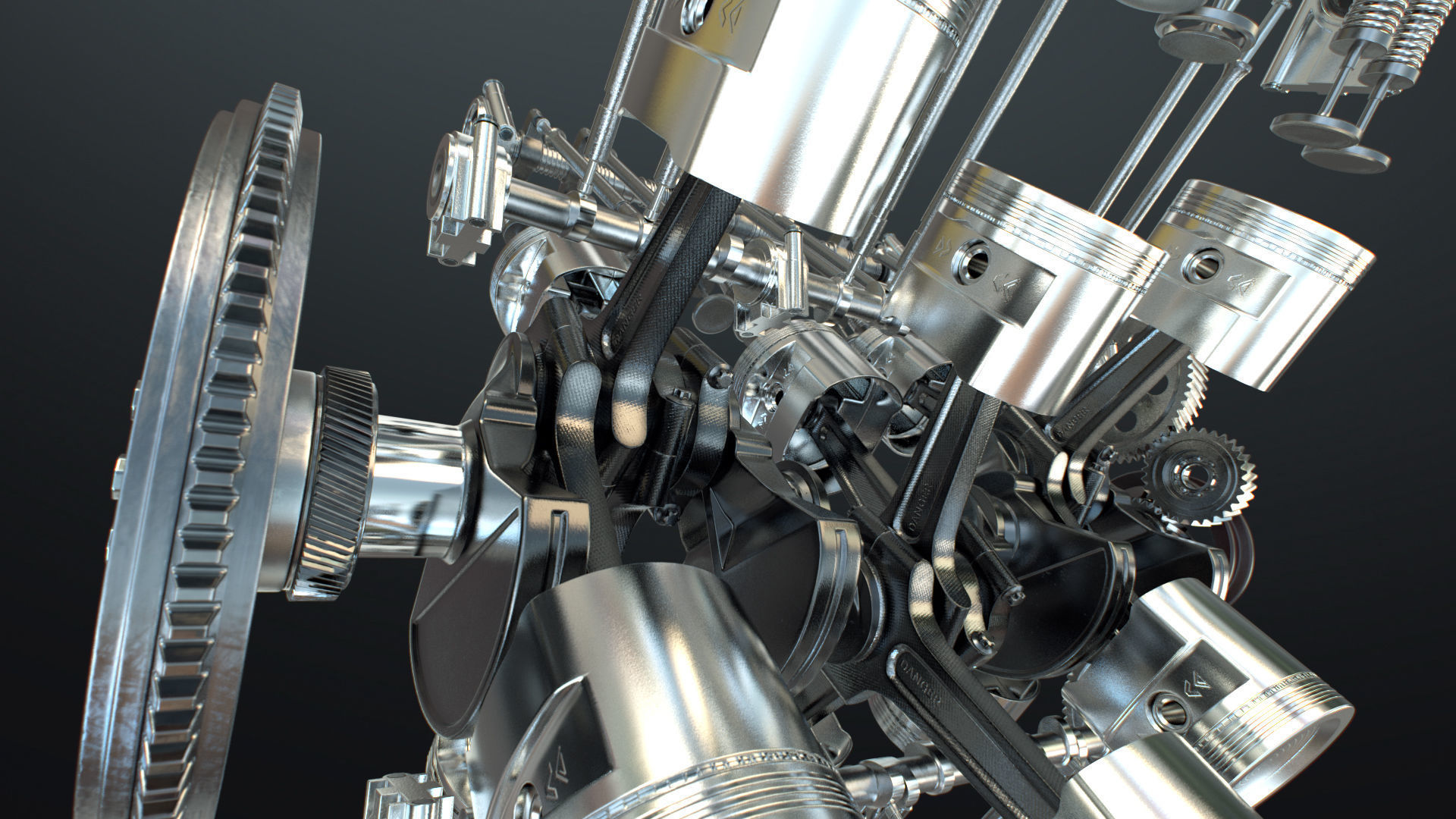 X12 Engine Working Animated 3D model_26