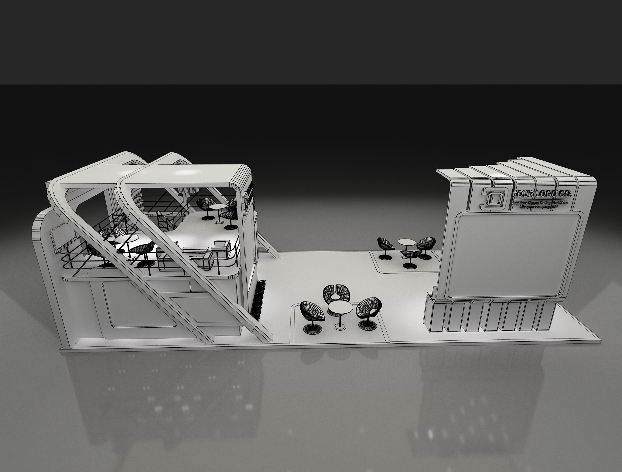 Booth Exhibition Stand a622 3D model_7