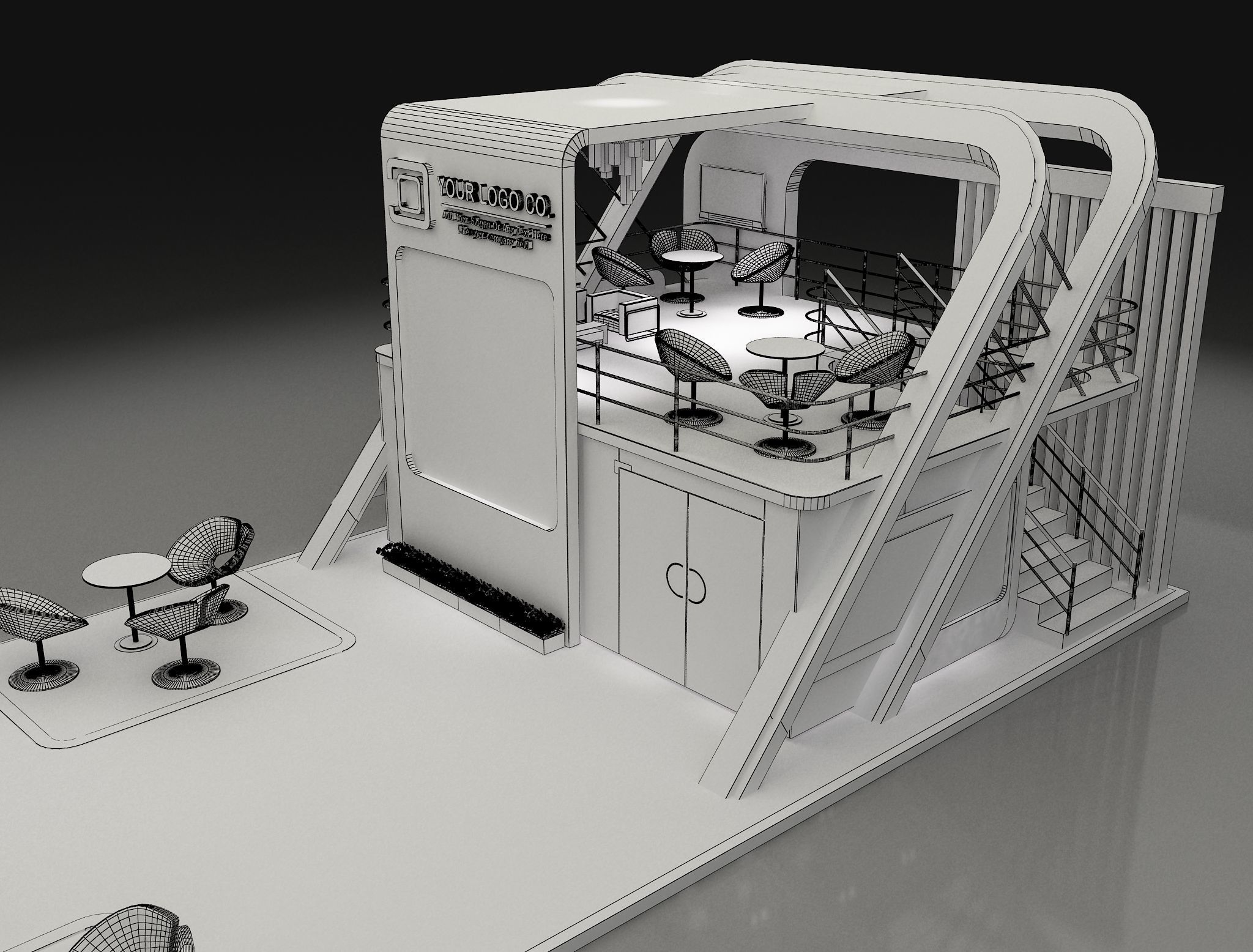 Booth Exhibition Stand a622 3D model_19