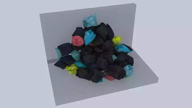 Textured Garbage Bags Pile in a wall