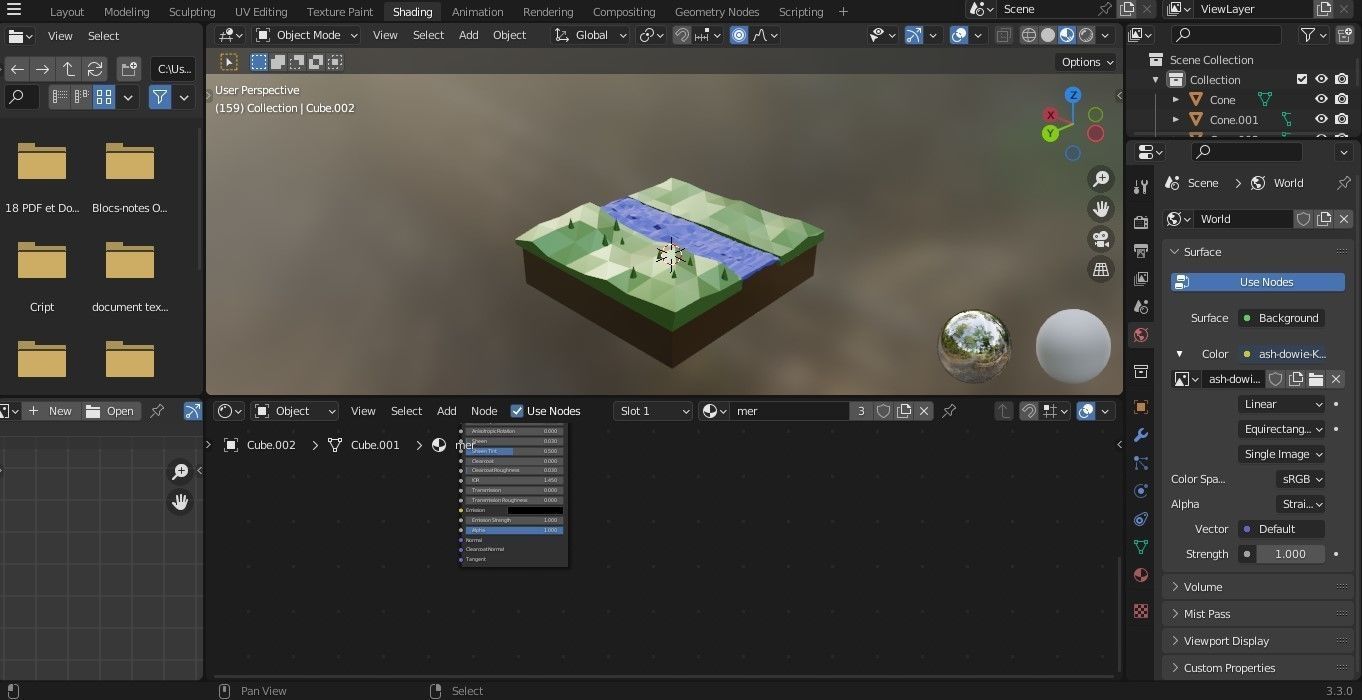 LOWPOLY OCEAN island with trees and river Low-poly 3D model_2