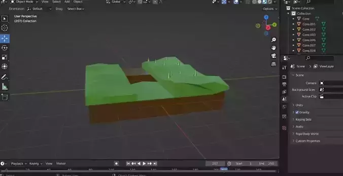 LOWPOLY OCEAN island with trees and river